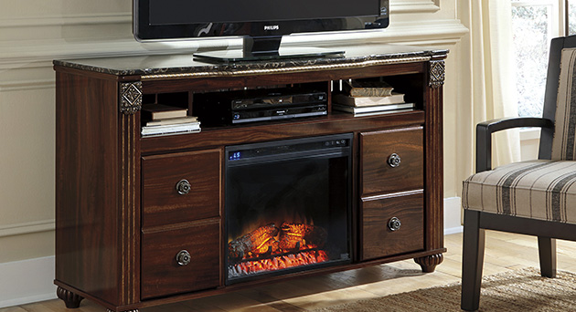 Entertainment center with fireplace insert